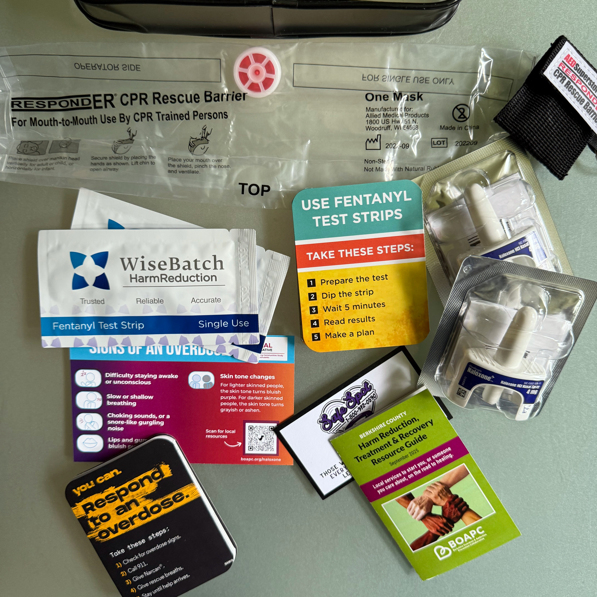 Contents of a naloxone kit